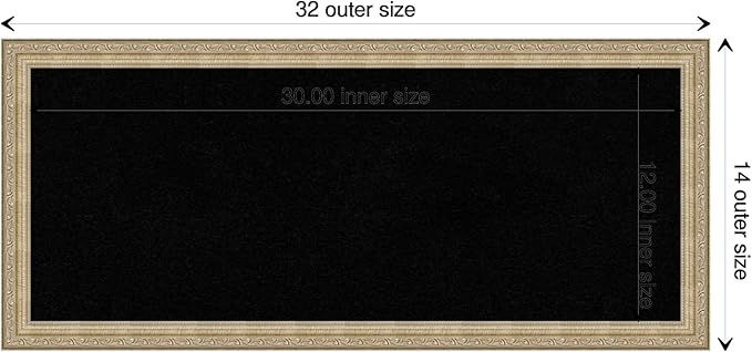 Amanti Art Black Cork Board for Wall, 14x32 Vision Board with Champagne Frame, Medium Corkboard Office Decor for Home Organization, Traditional Corkboard Pinboard to display items for home-DeskLoop Office