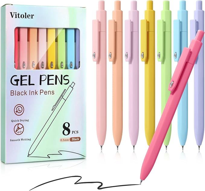 Vitoler Black Ink Gel Pens, For Teachers, For Nurses, Quick dry, Liquid Ink by VITOLER
