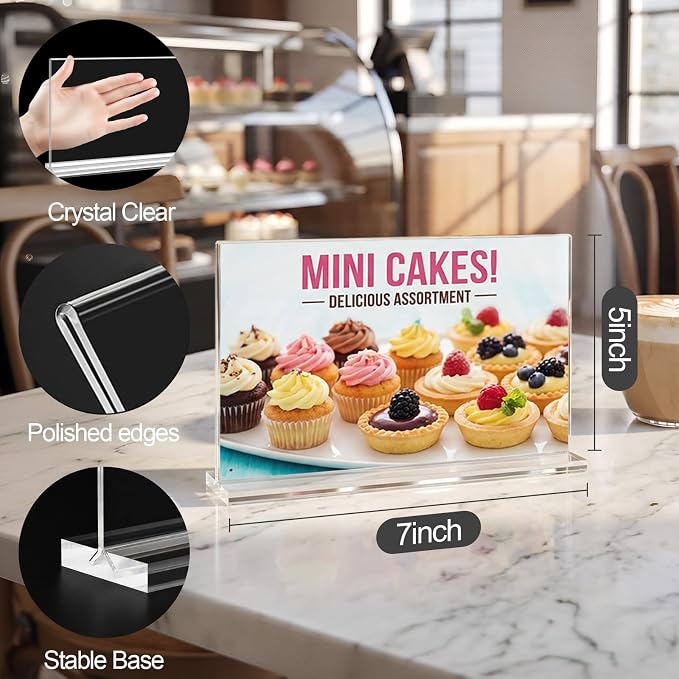 Daofary Acrylic Sign Holder 5 x 7 Horizontal, 24 Pack Double-Sided Stand up - Image 2