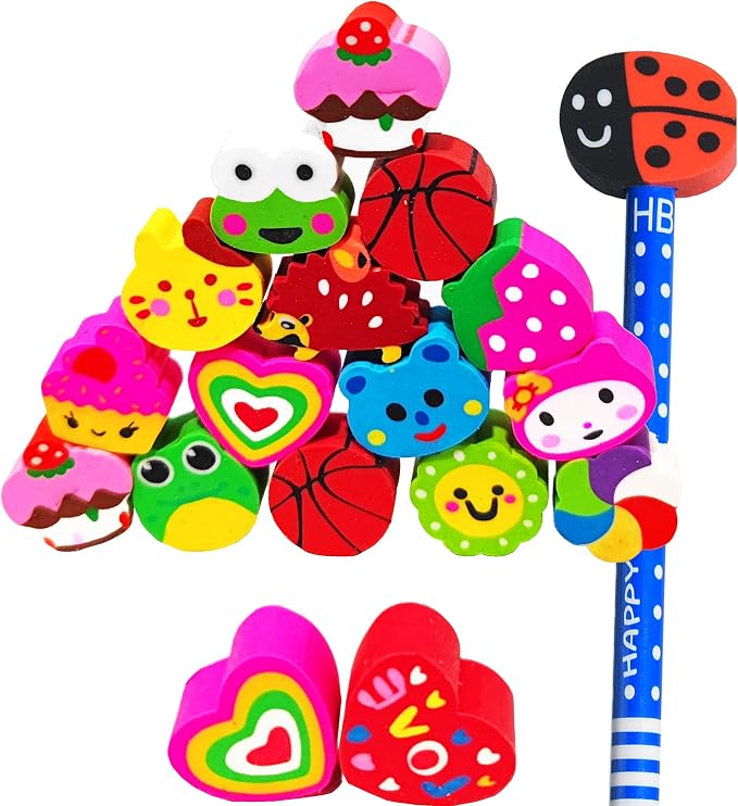 35PCS Fun Animal Fruit Pencil Topper Erasers - Image 6