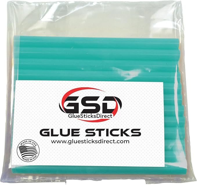 GlueSticksDirect Mini Size Hot Melt Glue Sticks for Glue Gun - Bulk 4in Teal Glue Sticks - Great for Art Craft Repairs & Compatible w/Most Glue Guns - 5/16" X 4" (24 Sticks) - Made in USA-DeskLoop Office