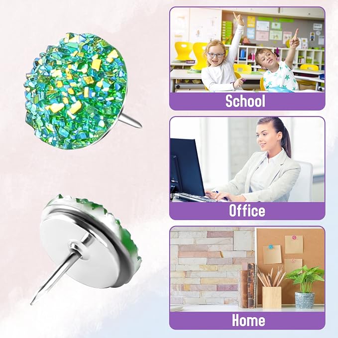 30pcs Push Pins, Shiny Diamond Push Pins Glitter Rhinestone Decorative Thumb - Image 4