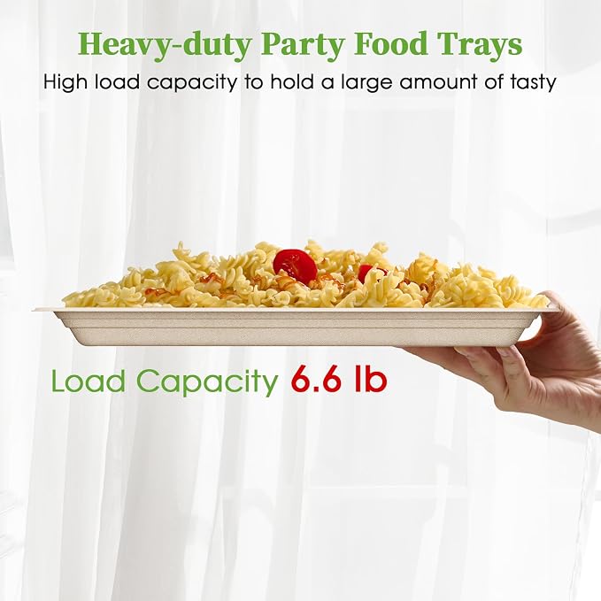 ECOLipak 50 Pack 14 Inch Disposable Food Crawfish Trays, Compostable Large - Image 6