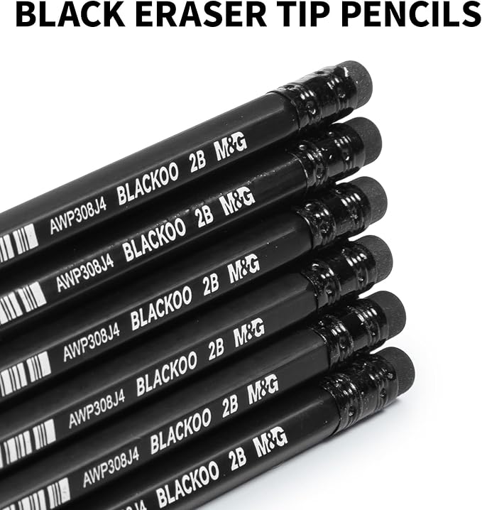 M&G BLACKOO Series 2B Wood-Cased Pencils, Bulk Black Pencils - Image 4