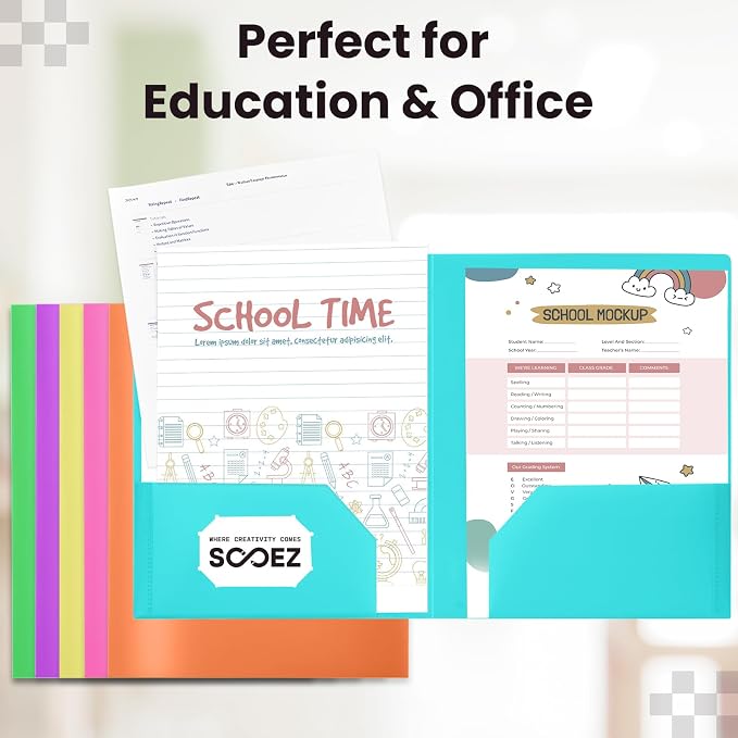 Sooez 6Pack Folders with Pockets, Pastels Colors, Heavy Duty Pocket Folder - Image 6