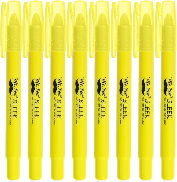 Mr. Pen- Yellow Gel Highlighter, 8 Pack | Twist-Up Bible Highlighters No Bleed by MrPen
