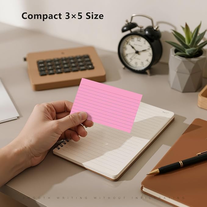 250 Count Index Cards 3 x 5 Inch, Heavyweight Pink Lined Note Cards Portable - Image 4