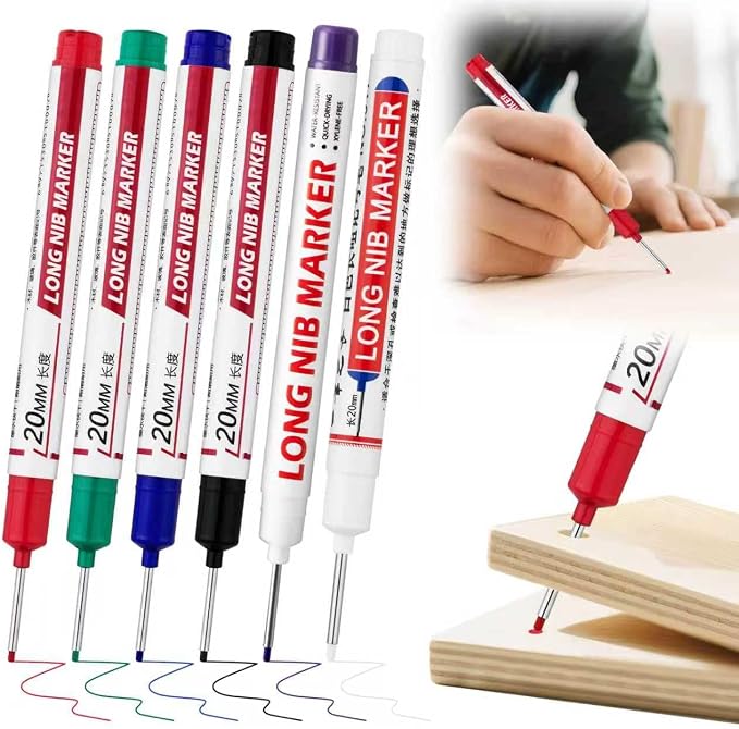 6 PCS Long Head Deep Hole Marker Pens, 20mm Long Nib Marker, Longs Nose Markers - Image 7
