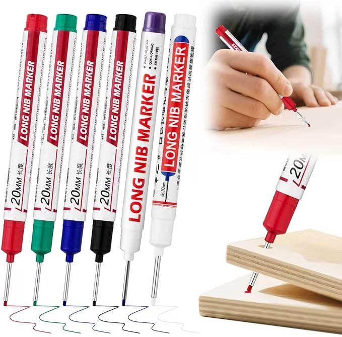 6 PCS Long Head Deep Hole Marker Pens, 20mm Long Nib Marker, Longs Nose Markers by Unknown