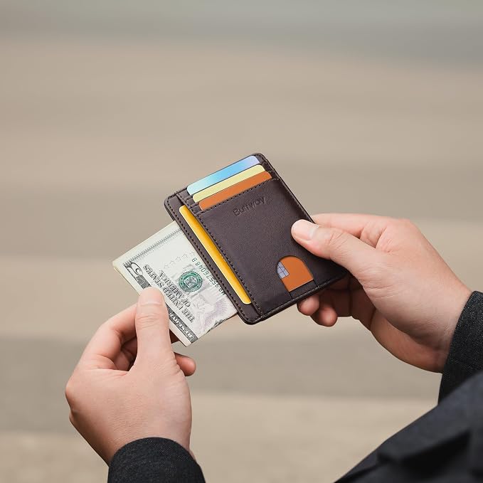 Buffway Slim Minimalist Front Pocket RFID Blocking Leather Wallets - Image 6