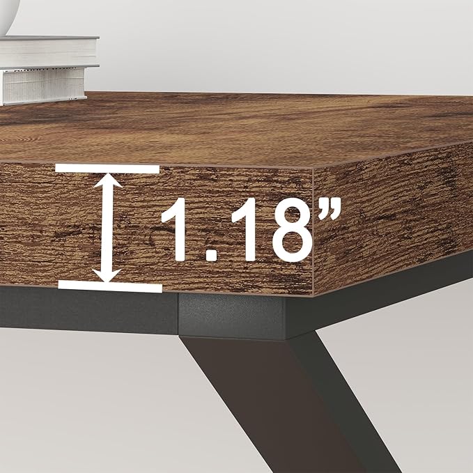 HSH Large Rustic Brown Computer Desk, 70 Inch Home Office Metal Wood Desk for 2 Person, Farmhouse Extra Long Writing Study Gaming Table, Bedroom Living Room PC Laptop Dual Monitor Desk-DeskLoop Office