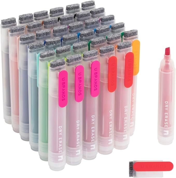 U Brands Dry Erase Markers Chisel Tip Set, 36 Pack, Low Odor Ink, Dry Erase by UBrands