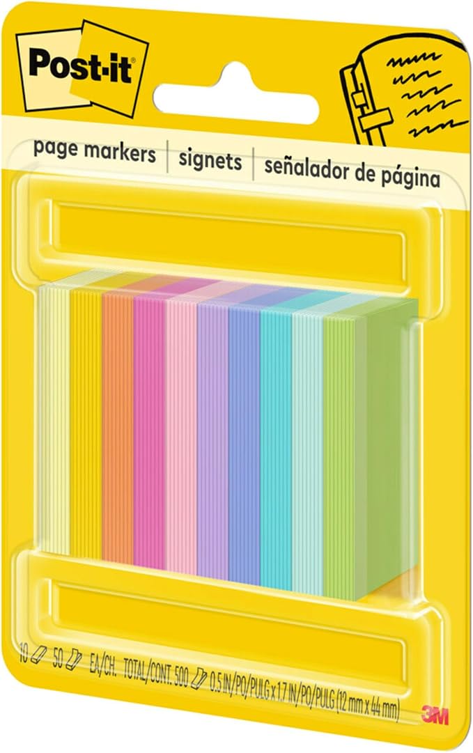 Post-it Page Markers, 1/2 in x 2 in, 50 Markers/Pad, 10 Pads - Image 2