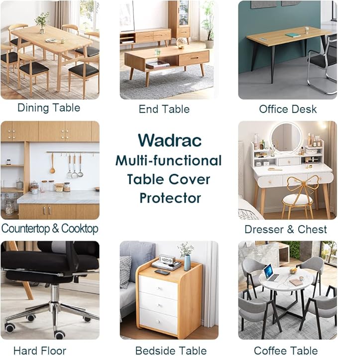 Wadrac Clear Vinyl Table Pad Protector 20x54 In Plastic Table Cloths Cover Desk - Image 6