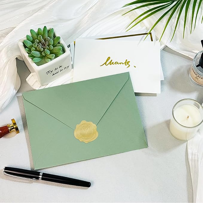 100 PCS Sage Green Colorful A7 Envelopes - Image 9