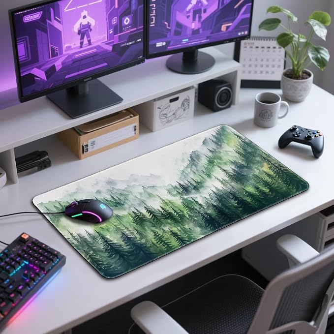 Misty Forest Mountain Large Gaming Mouse Pad 31.5"x15.7"｜XXL Desk Mat, Non-Slip - Image 7