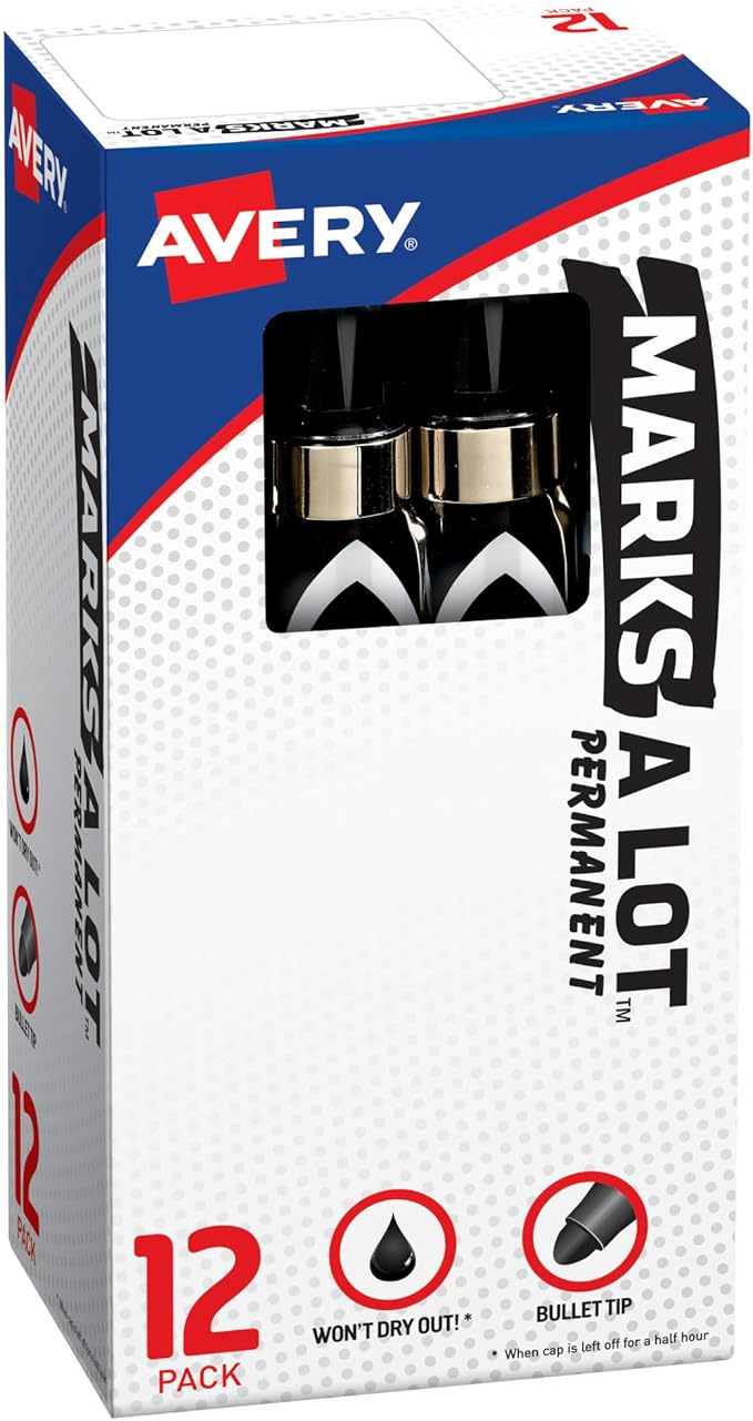 Avery Marks-A-Lot Permanent Markers, Large Desk-Style Size, Bullet Tip by Avery