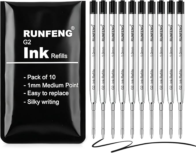 Pack of 10 Replaceable Ballpoint Pen Refills, G2 Ink Refills, 1mm Medium Point by Unknown