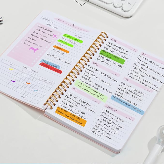 Undated Weekly Planner, A5 Personal Goals Journal Non Dated Weekly Planner to - Image 3