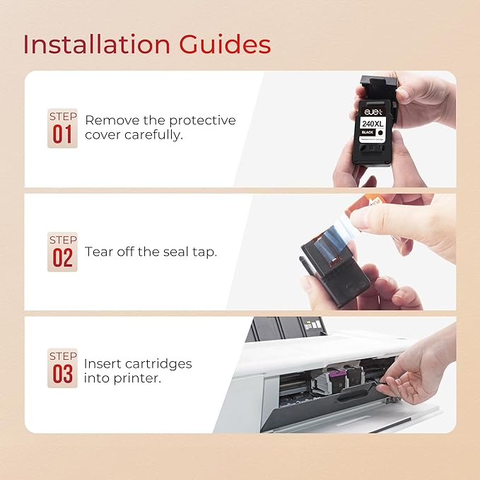 ejet 240XL PG-240 Black Ink Cartridge Remanufactured Replacement for Canon 240XL Black Ink Cartridge PG-240 XL for Canon Pixma MG3620 TS5120 MG2120 MG3520 MX452 MX512 MX532 MX472 Printer (2-Black)-DeskLoop Office
