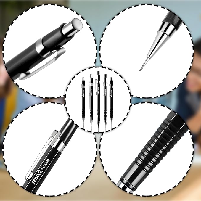 Outus 4 Pack Black Metal Mechanical Pencils, 0.5 mm Leads - Image 3