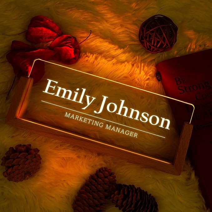 Custom Name Plate for Desk, Personalized Light Up Acrylic Desk Name Plate - Image 2