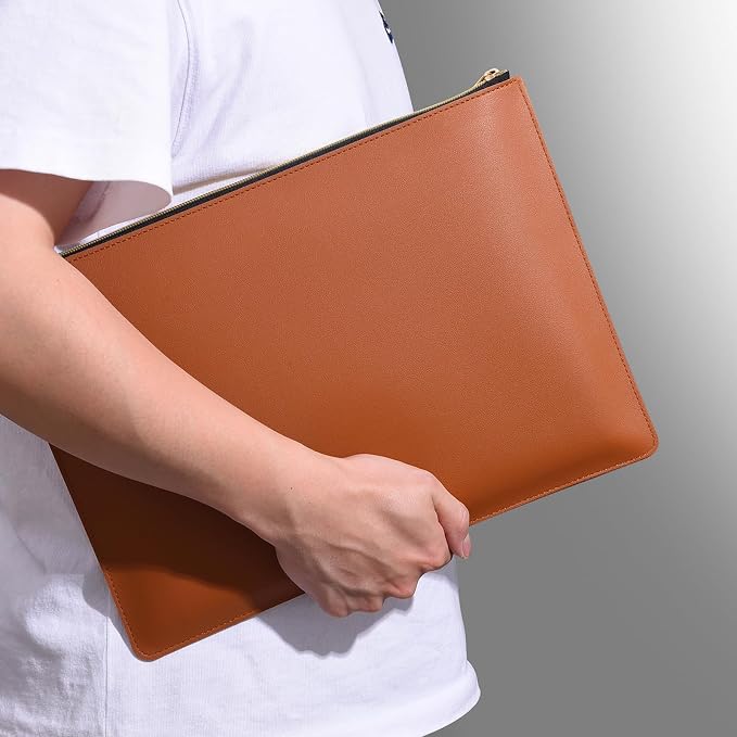 PU Leather A4 File Folder Zipper Document Holder Envelope Folder Case - Image 3