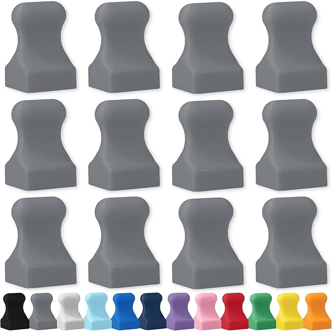 Glassboard Studio MiniPawn Magnet - Strong Neodymium Rare Earth Magnets for Fridge, Whiteboard, Locker & Magnetic Glassboards - Ideal for Crafting & Office Use - Strong Fridge Magnets (Steel Gray, 12)-DeskLoop Office