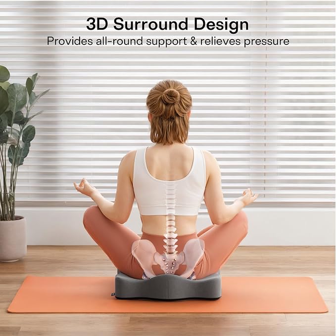 Seat Cushions for Office Chairs - Pressure Relief Seat Cushion - Car Seat Cushions for Pressure Relief, Tailbone Pain, Sciatica & Back Pain Relief for Office Chairs (Grey)-DeskLoop Office