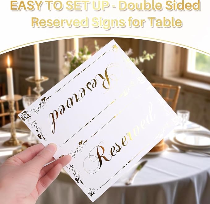 20 Pack Reserved Table Signs White Reserved Table Tent Card - Image 3
