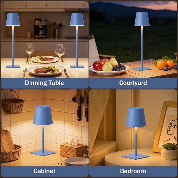 Kakanuo Navy Blue Rechargeable Table Lamp, 2 Pack Cordless Desk Lamp - Image 5