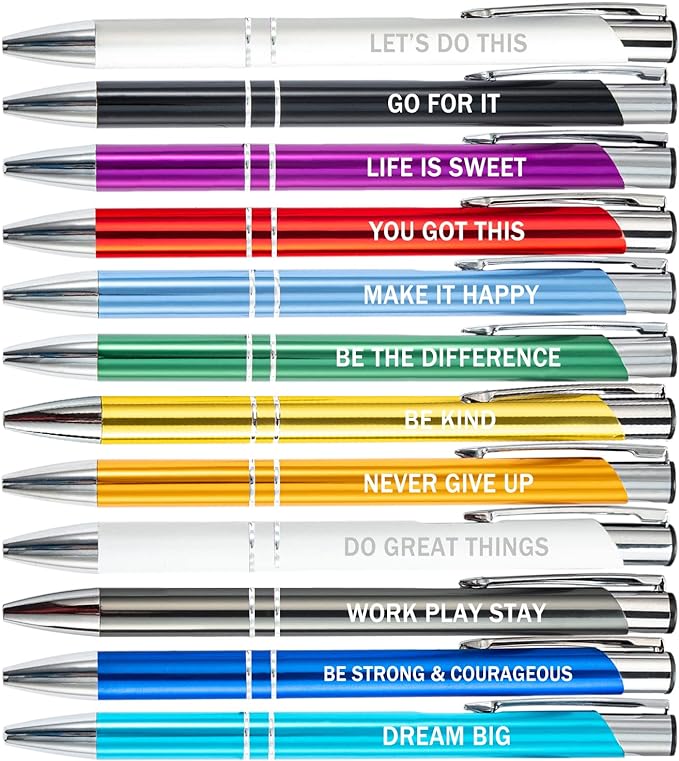 PASISIBICK 12 Pieces Inspirational Motivational Quote Ballpoint Pens Gifts by PASISIBICK