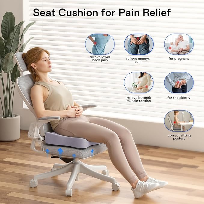 Seat Cushions for Office Chairs - Pressure Relief Seat Cushion - Car Seat Cushions for Pressure Relief, Tailbone Pain, Sciatica & Back Pain Relief for Office Chairs (Purple)-DeskLoop Office