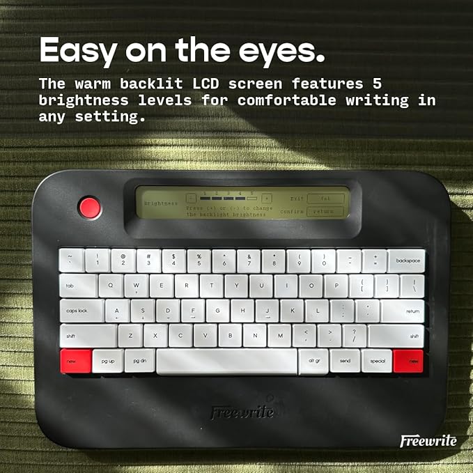 Freewrite Alpha | Distraction-Free Word Processor | Portable Digital Typewriter with Backlit LCD Display, Long Battery Life & Wi-Fi Backup for Writers | E-Typewriter w/Full-Size Mechanical Keyboard-DeskLoop Office