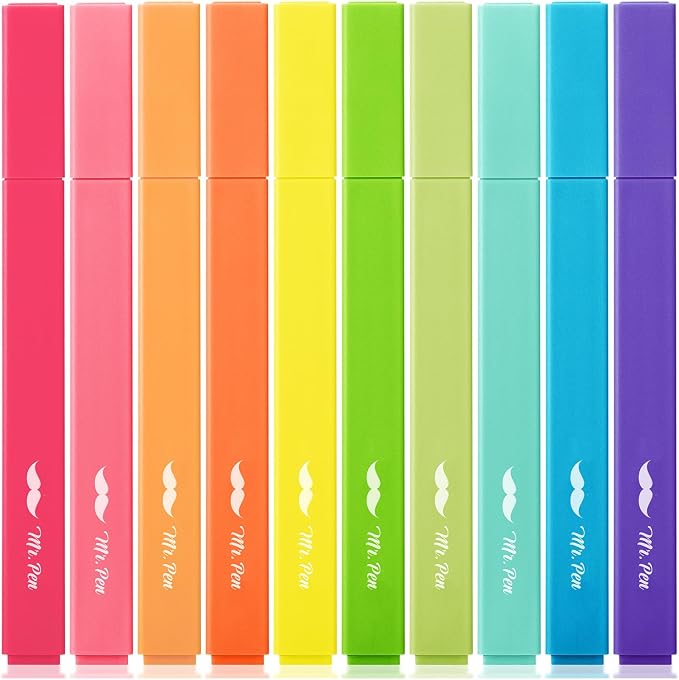 Mr. Pen- Aesthetic Highlighters No Bleed, 10 Pack, Cute Highlighters Assorted by MrPen