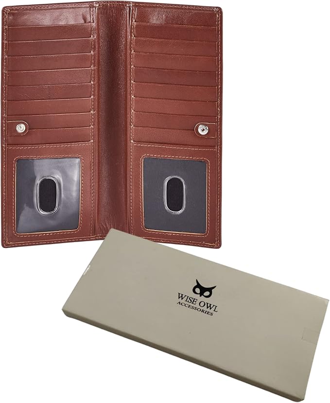 Long Wallet for Men Women Real Leather Bifold RFID Stylish Slim Handmade 2 ID - Image 6