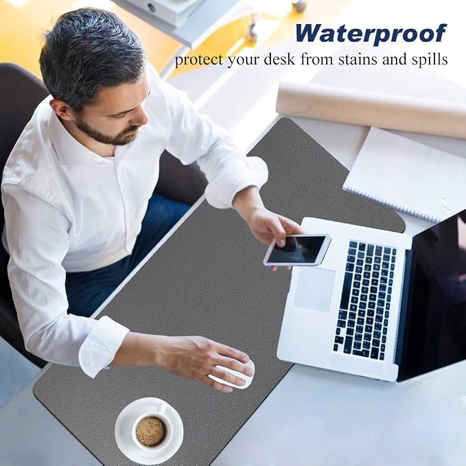 Desk Pad for Office Home 31" x 13", PU Leather Waterproof Large Desk Writing - Image 3