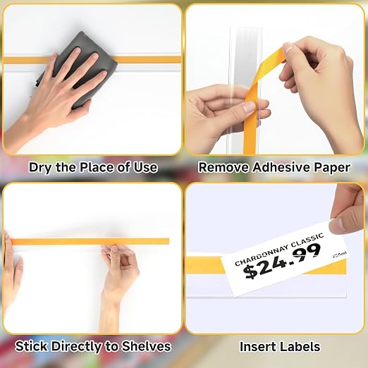 50 Pcs Shelf Label Strips 1.5''H x 48''L Self Adhesive Label Holder - Image 6