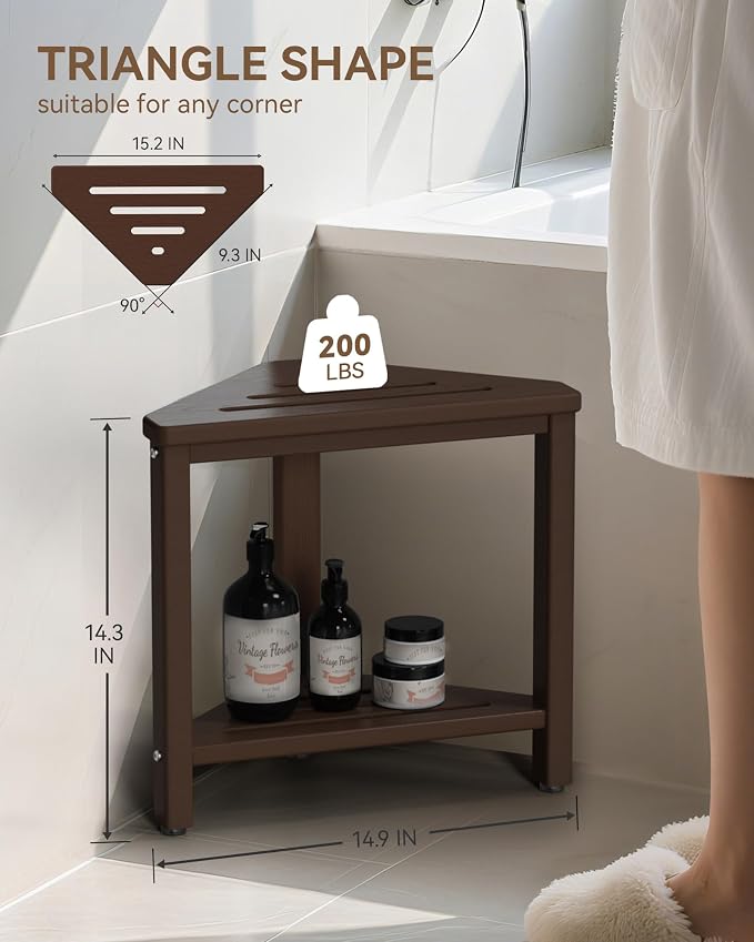 Shower Foot Rest 15in, HDPE Waterproof Shower Stool - Image 2