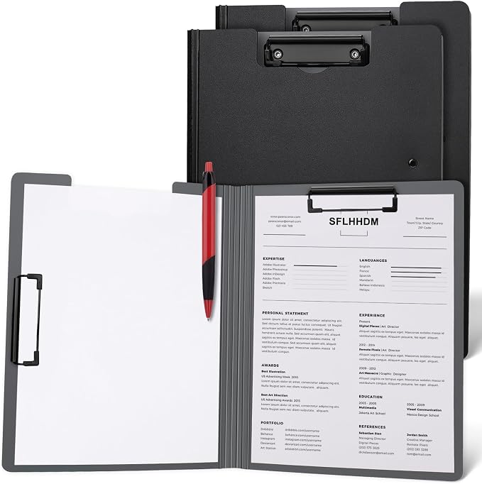 SFLHHDM 2 PCS Clipboards Foldable, Folding 360°Cover Folder Clipboard, Plastic by SFLHHDM