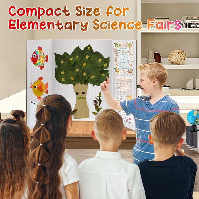 3단 포스터 보드 8개 - 40.6cm x 58.4cm(16인치 x 23인치) 소형 3단 접이식 디스플레이 보드 하드 & 두꺼운 화이트 프레젠테이션 판지 과학 박람회, 학교 프로젝트, 비즈니스 용품용-DeskLoop Office