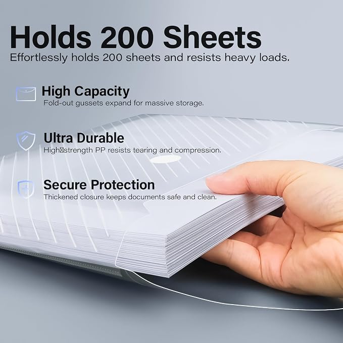 10 Pack, Plastic Envelopes – Transparent Waterproof Reusable File Folders - Image 4