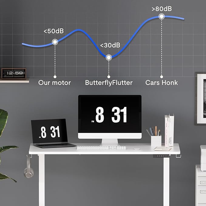 FLEXISPOT Standing Desk Electric Height Adjustable Desk with 40 x 24 Inch Splice Board, Home Office Computer Workstation, White Top + White Frame-DeskLoop Office