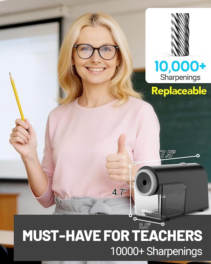AFMAT Electric Pencil Sharpener, Fully Automatic Pencil Sharpener - Image 6