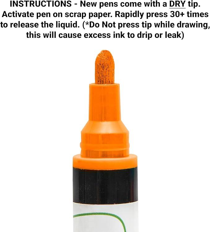 Glass Pen Window Marker: Liquid Chalk Pens for Glass, Whiteboard Markers with Washable Paint - Graduation, Car Windows, Mirror Pen, Storefront, Wedding, Parade, Party & Holiday (Orange, Fine Tip)-DeskLoop Office