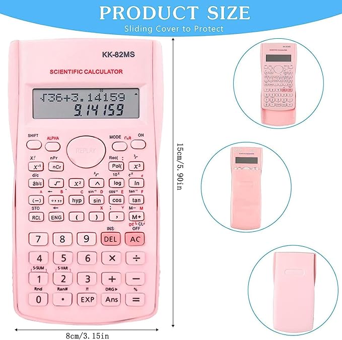 Scientific Calculators Desktop, Scientific Calculators for Students, Scientific Calculator 240 Functions 2 Line 10+2 Digits, Desk Math Calculator for School (Pink)-DeskLoop Office