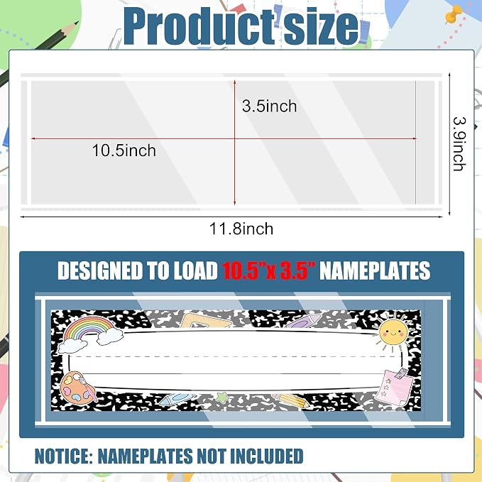 40 PCS Nameplate Pocket 10.5 x 3.5 Inch Clear Self-Adhesive Desk Name Tag - Image 2