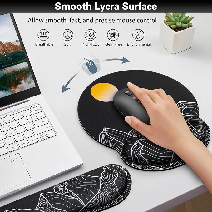 Mouse Pad Black, Ergonomic Keyboard Wrist Rest, Mouse Pad - Image 5