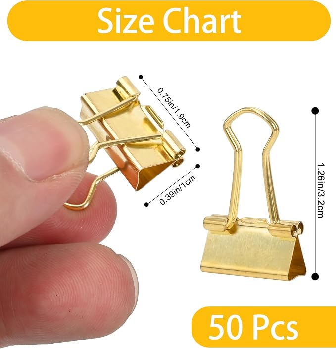 Binder Clips, 50 Pack, 0.75 in Small Paper Clips - Image 2