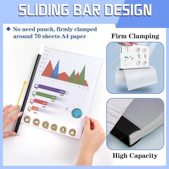 13 Pack Report Covers with Sliding Bar, Presentation Folders Resume Document - Image 3